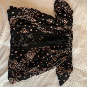 frilly lace cover up off the shoulder crop blouse